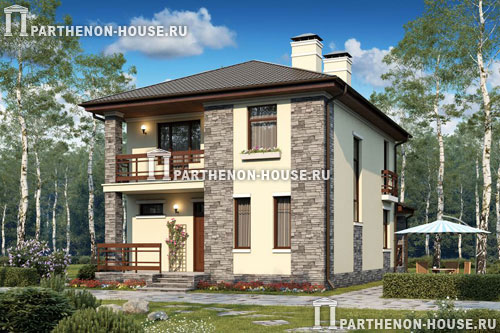 Двухэтажный дом из бруса 10 на с террасой, проект «Николай» | МечтаСтрой